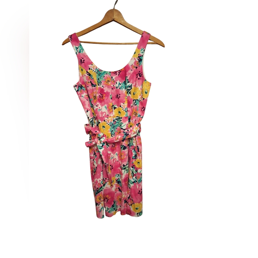 ANNE KLEIN  Floral Bloomcore Sleeveless Belted Dress Lady  6 Summer Picnic Party